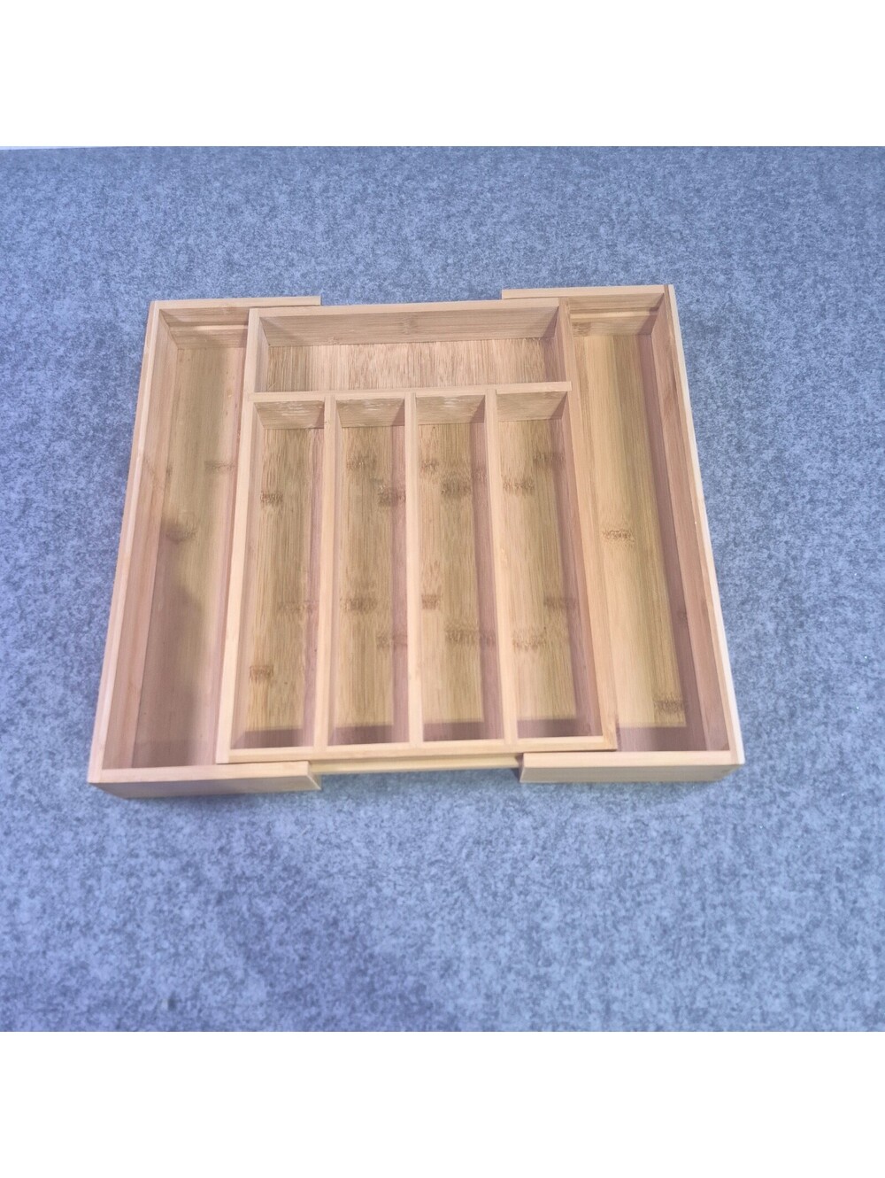 Expandable Wood Kitchen Drawer Organizer - 7 Compartment Utensil Cutlery Tray